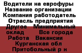 Водители на еврофуры › Название организации ­ Компания-работодатель › Отрасль предприятия ­ Другое › Минимальный оклад ­ 1 - Все города Работа » Вакансии   . Курганская обл.,Притобольный р-н